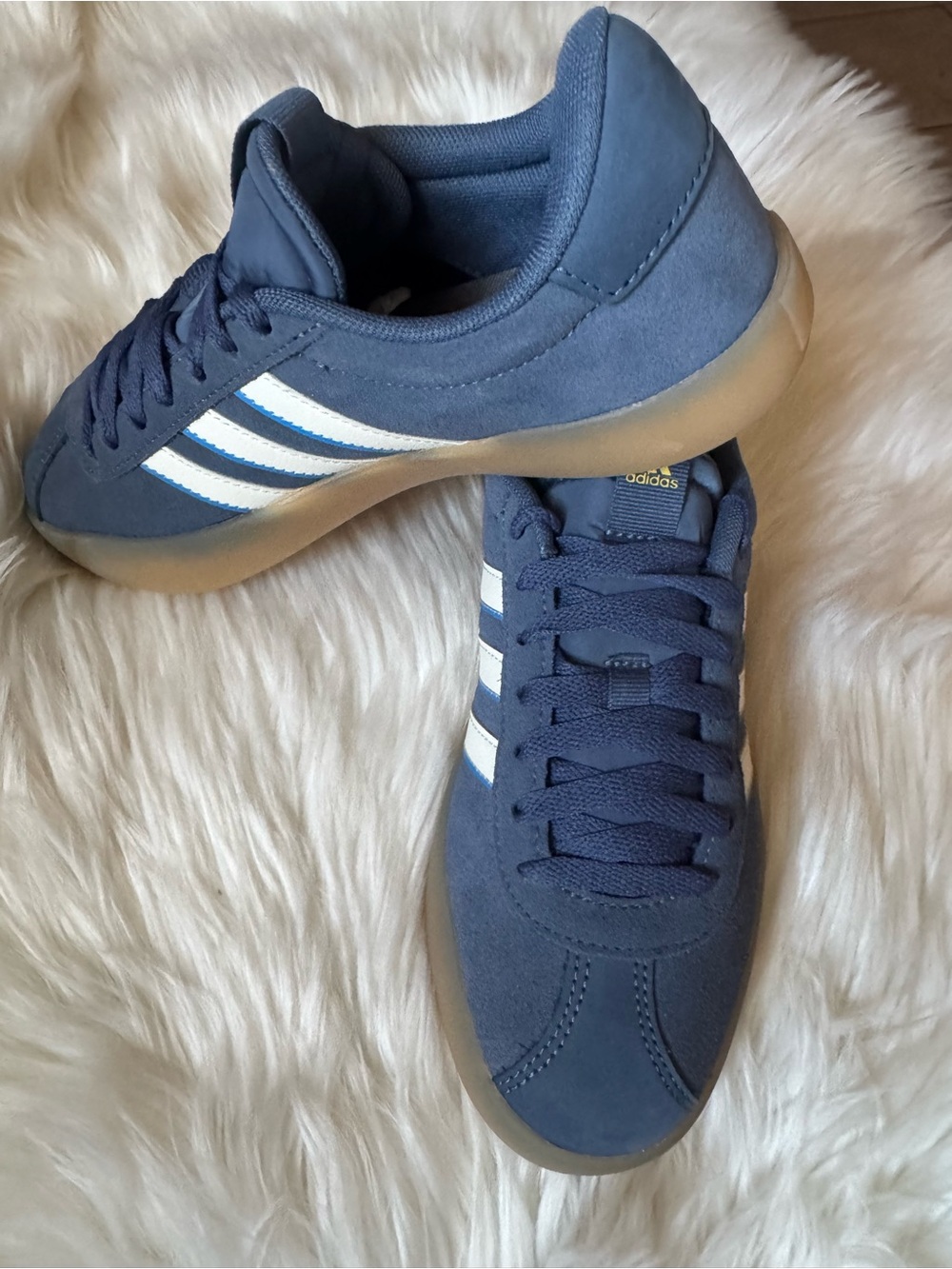 adidas Navy and White Suede Casual Sneakers - Picture 5 of 10